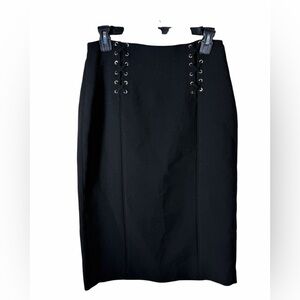 White House Black Market Black Lace-Up High-Waist Pencil Skirt